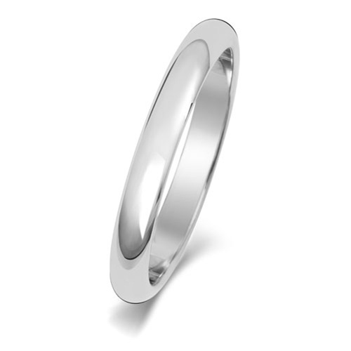 Platinum Wedding Ring D Shape Band 2.5mm - Image 2