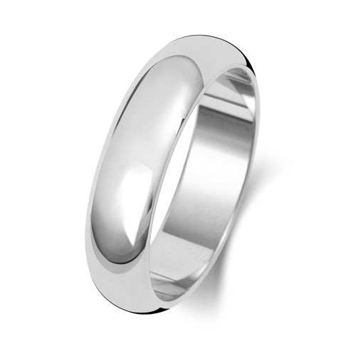 Platinum Wedding Ring D Shape Band 6mm - Image 2