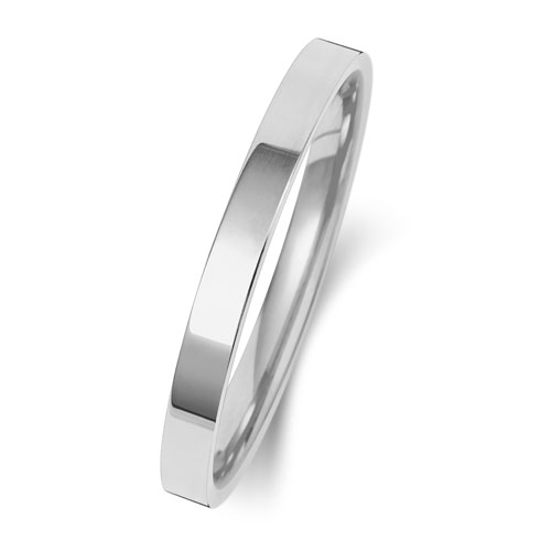 Platinum Wedding Ring Flat Court Band 2mm - Image 2