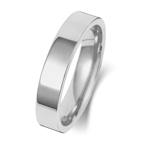 Platinum Wedding Ring Flat Court Band 4mm - Image 2