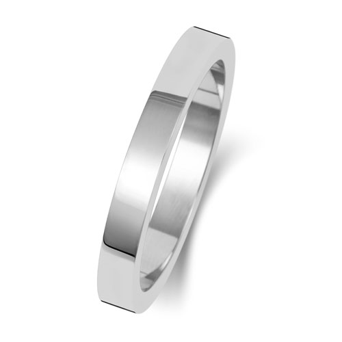 Platinum Wedding Ring Flat Band 3mm - Image 2
