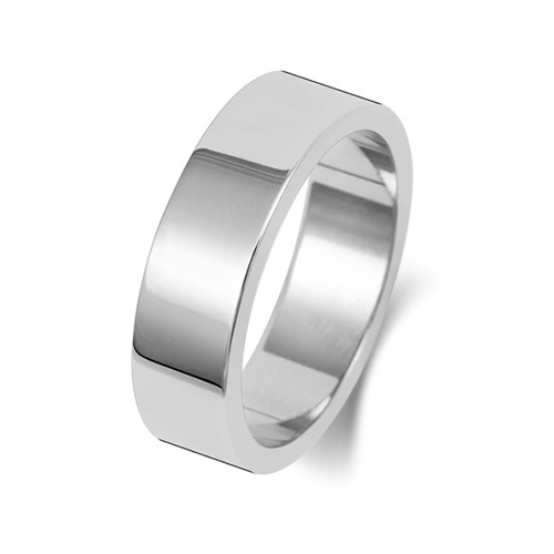 Platinum Wedding Ring Flat Band 6mm - Image 2