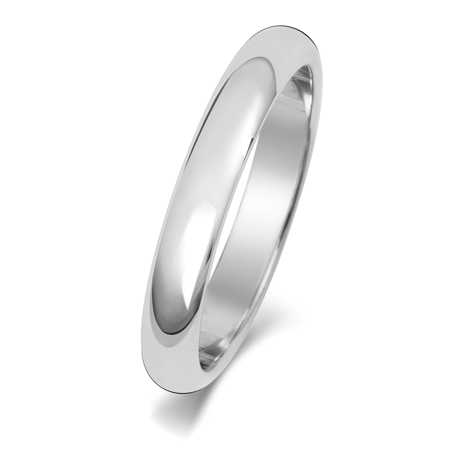 18ct White Gold Wedding Ring D Shape Band 3mm - Image 2