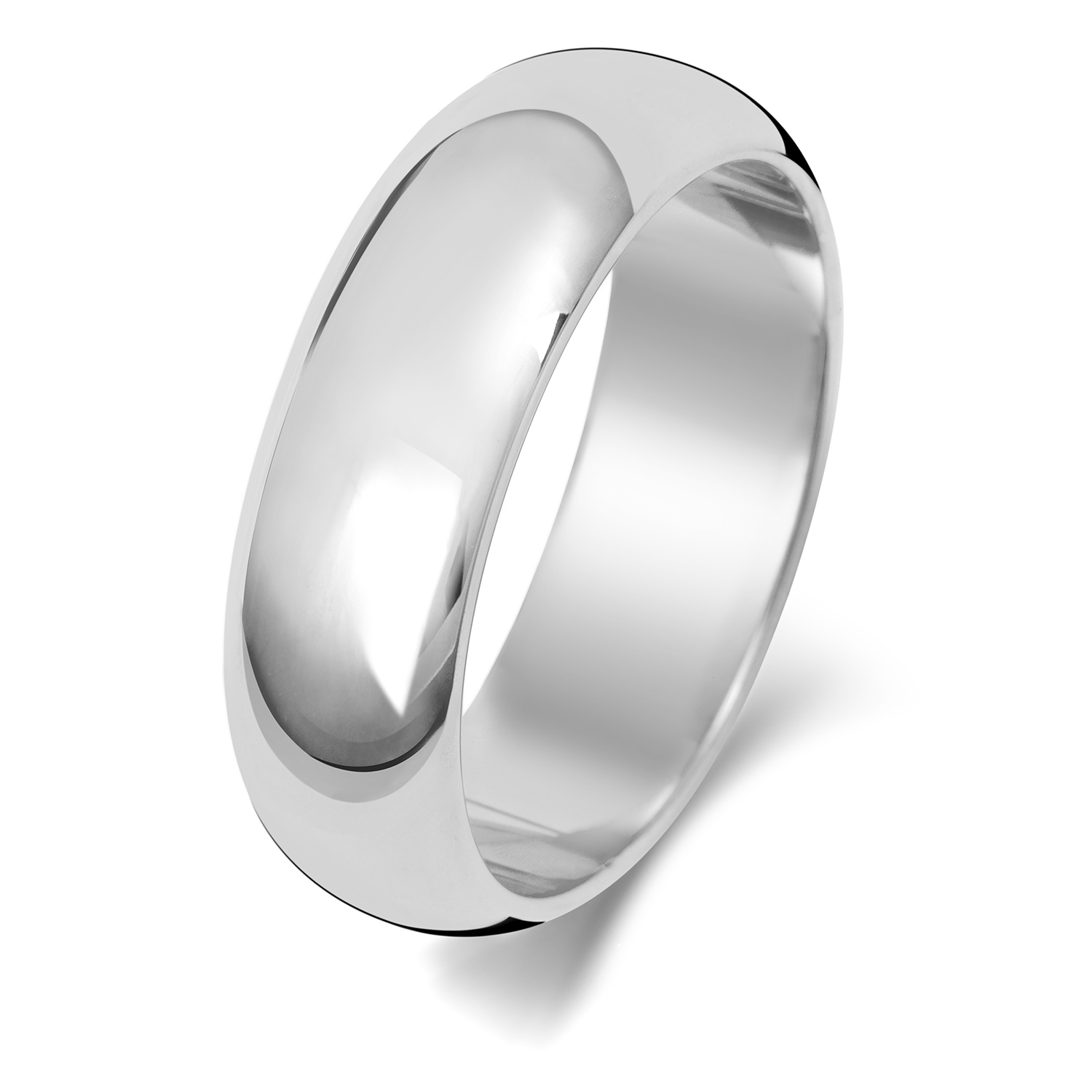 18ct White Gold Wedding Ring D Shape Band 6mm - Image 2