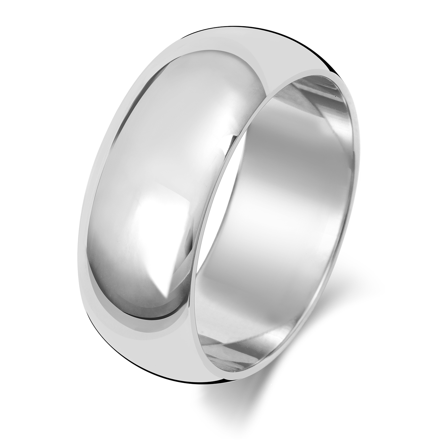 18ct White Gold Wedding Ring D Shape Band 8mm - Image 2