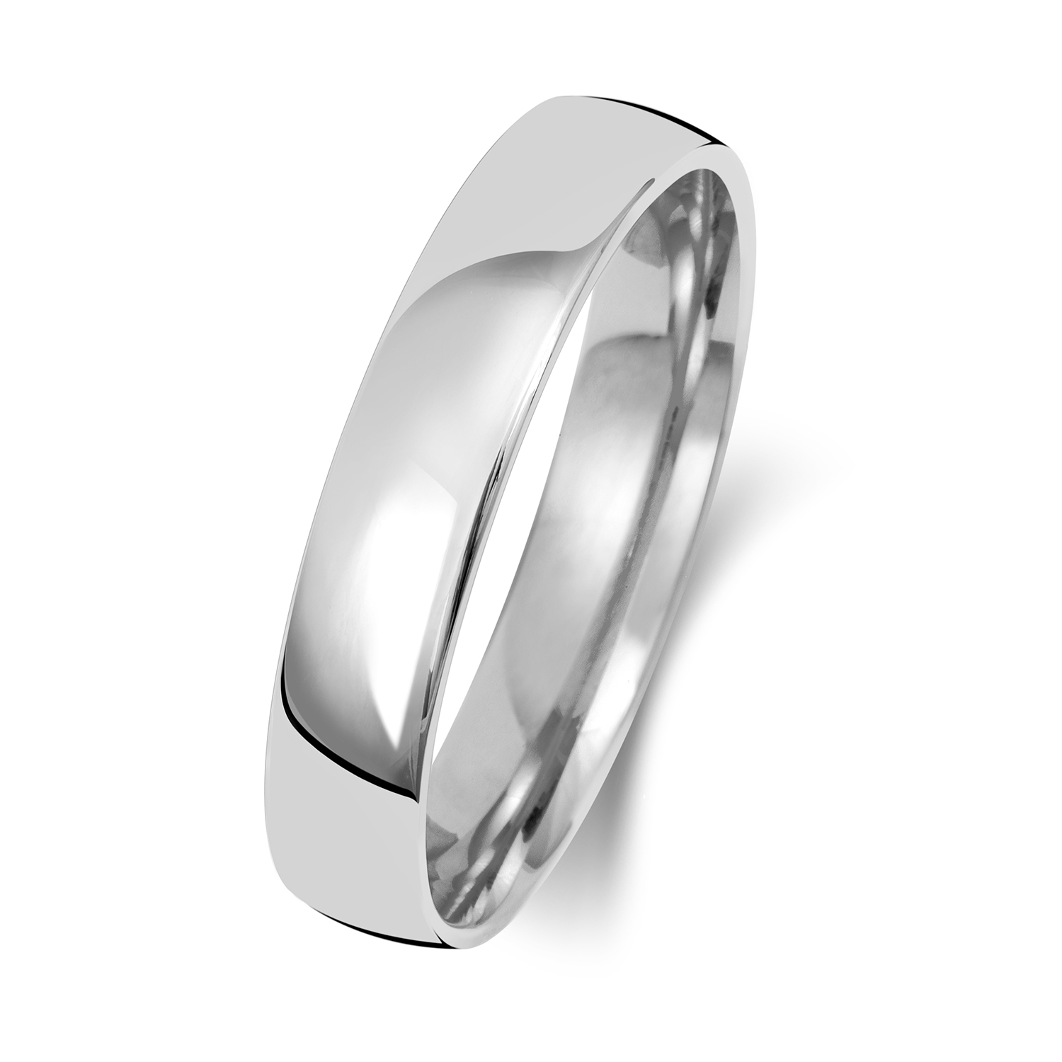 18ct White Gold Wedding Ring Slight Court Band 4mm - Image 2