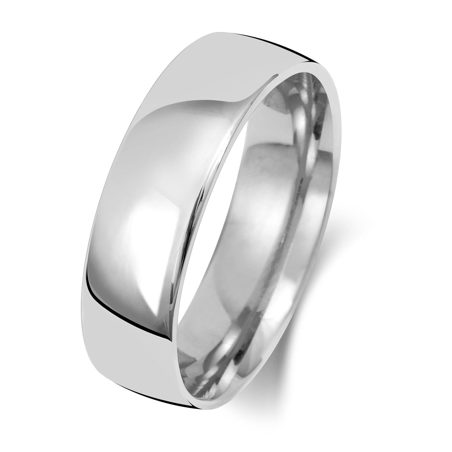 18ct White Gold Wedding Ring Slight Court Band 6mm - Image 2