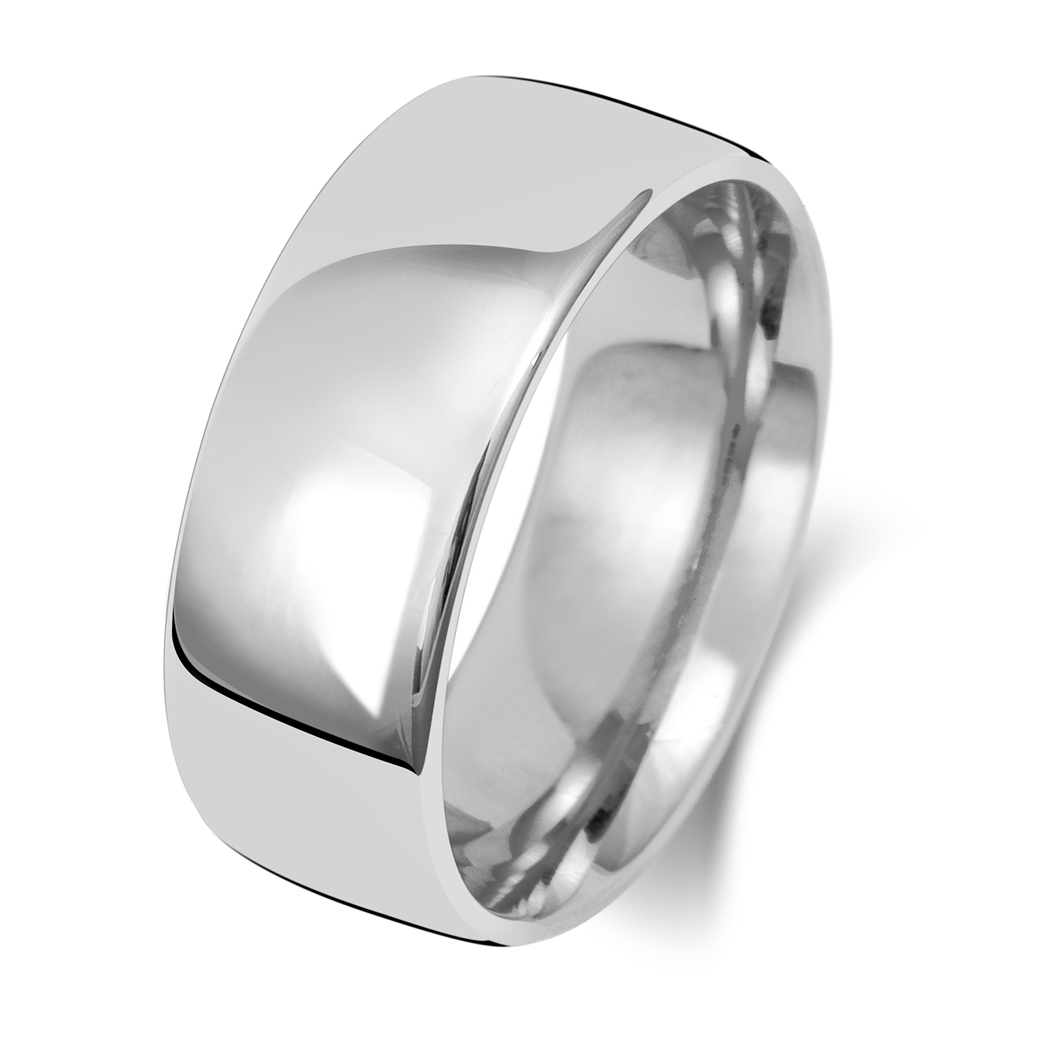 18ct White Gold Wedding Ring Slight Court Band 8mm - Image 2