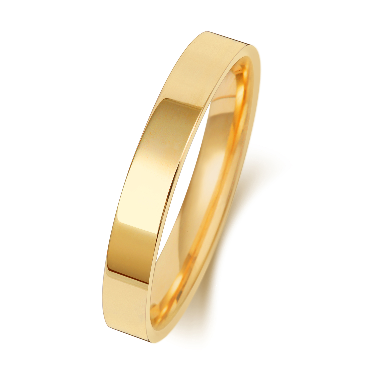 18ct Yellow Gold Wedding Ring Flat Court Band 3mm - Image 2