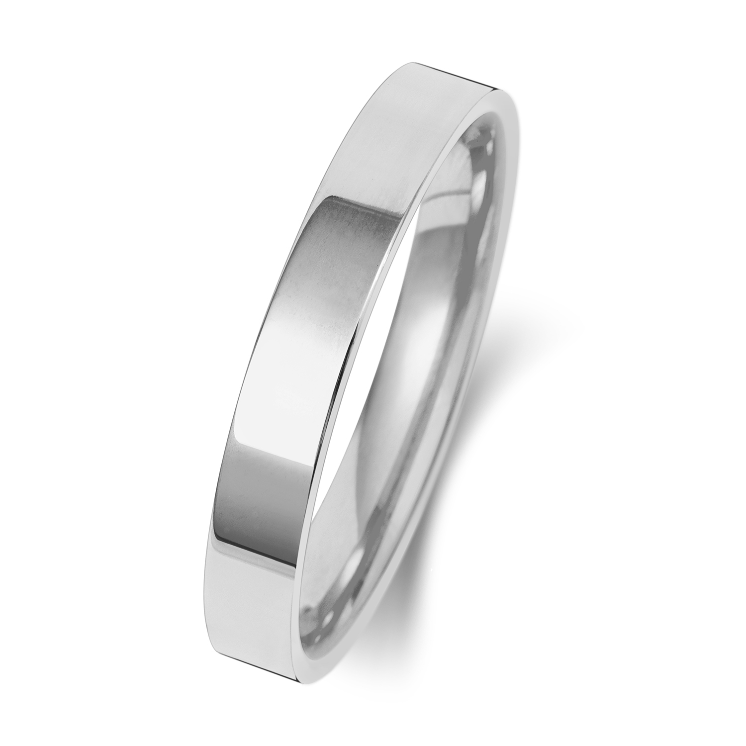 18ct White Gold Wedding Ring Flat Court Band 3mm - Image 2