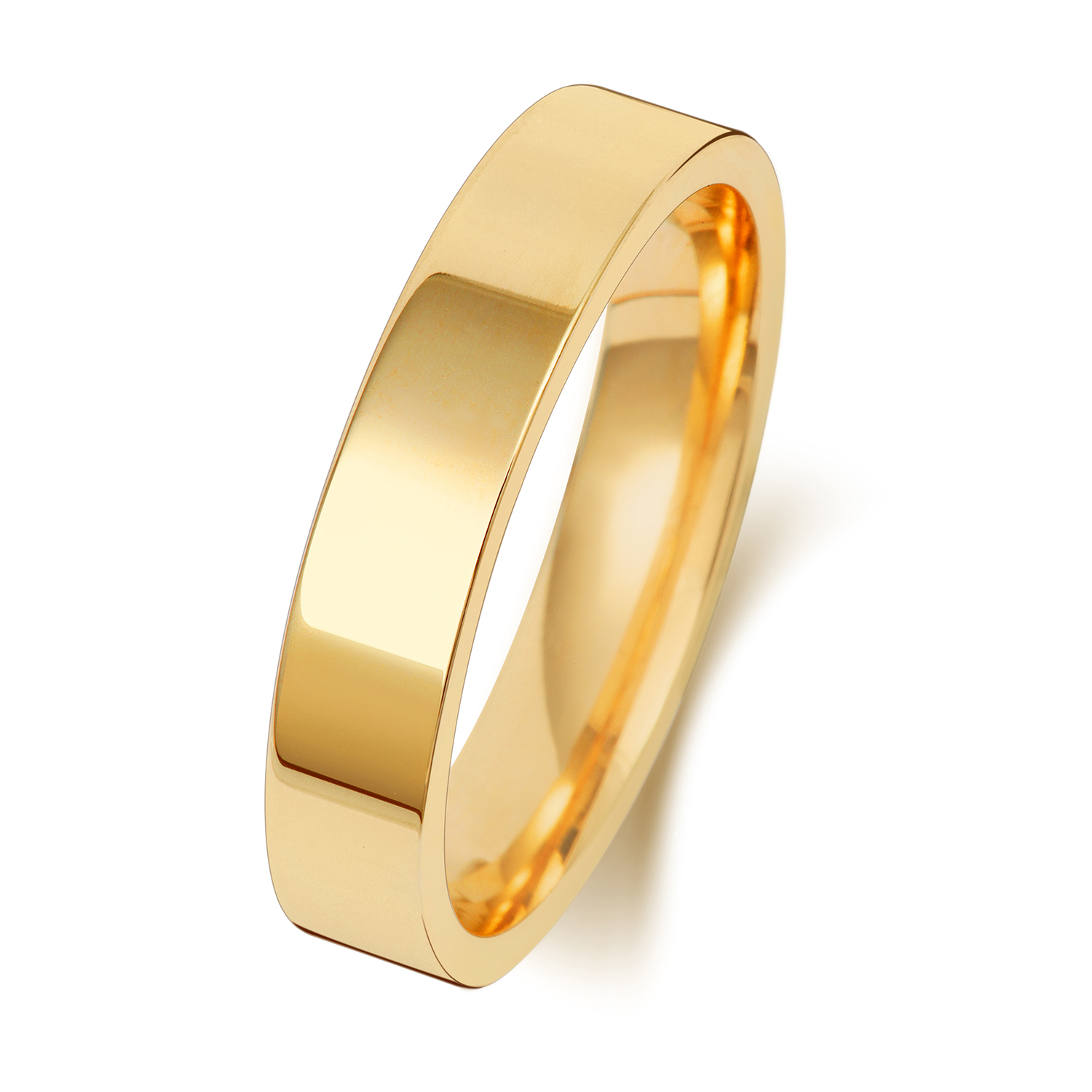 18ct Yellow Gold Wedding Ring Flat Court Band 4mm - Image 2