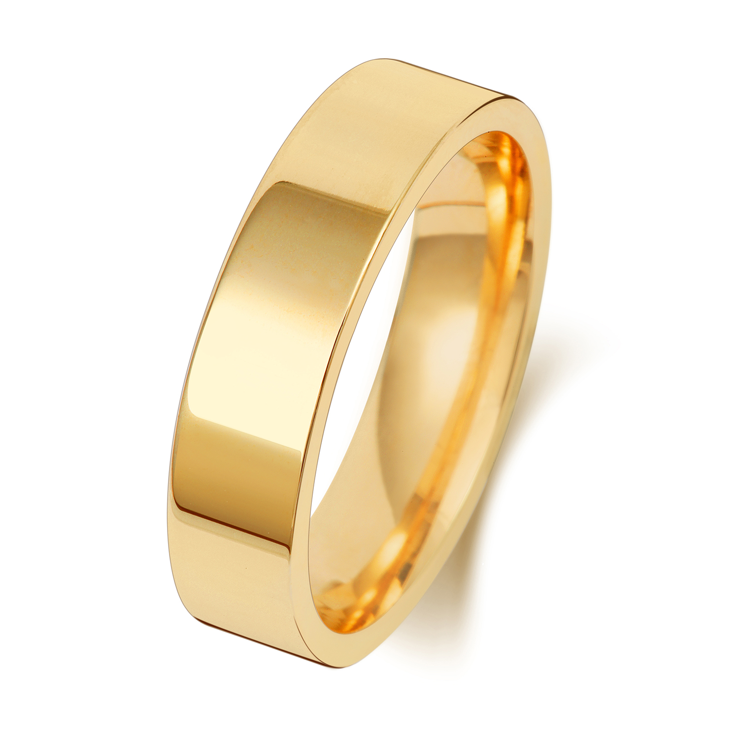 18ct Yellow Gold Wedding Ring Flat Court Band 5mm - Image 2