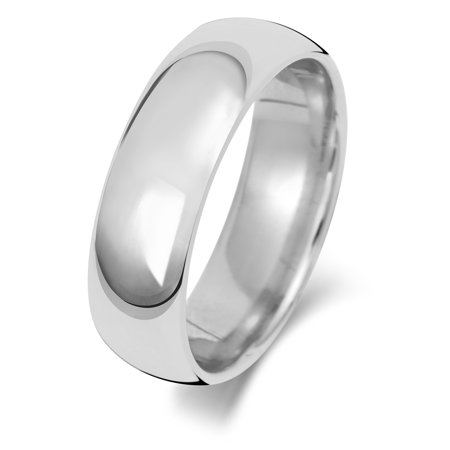 18ct White Gold Wedding Ring Traditional Court Band 6mm - Image 2
