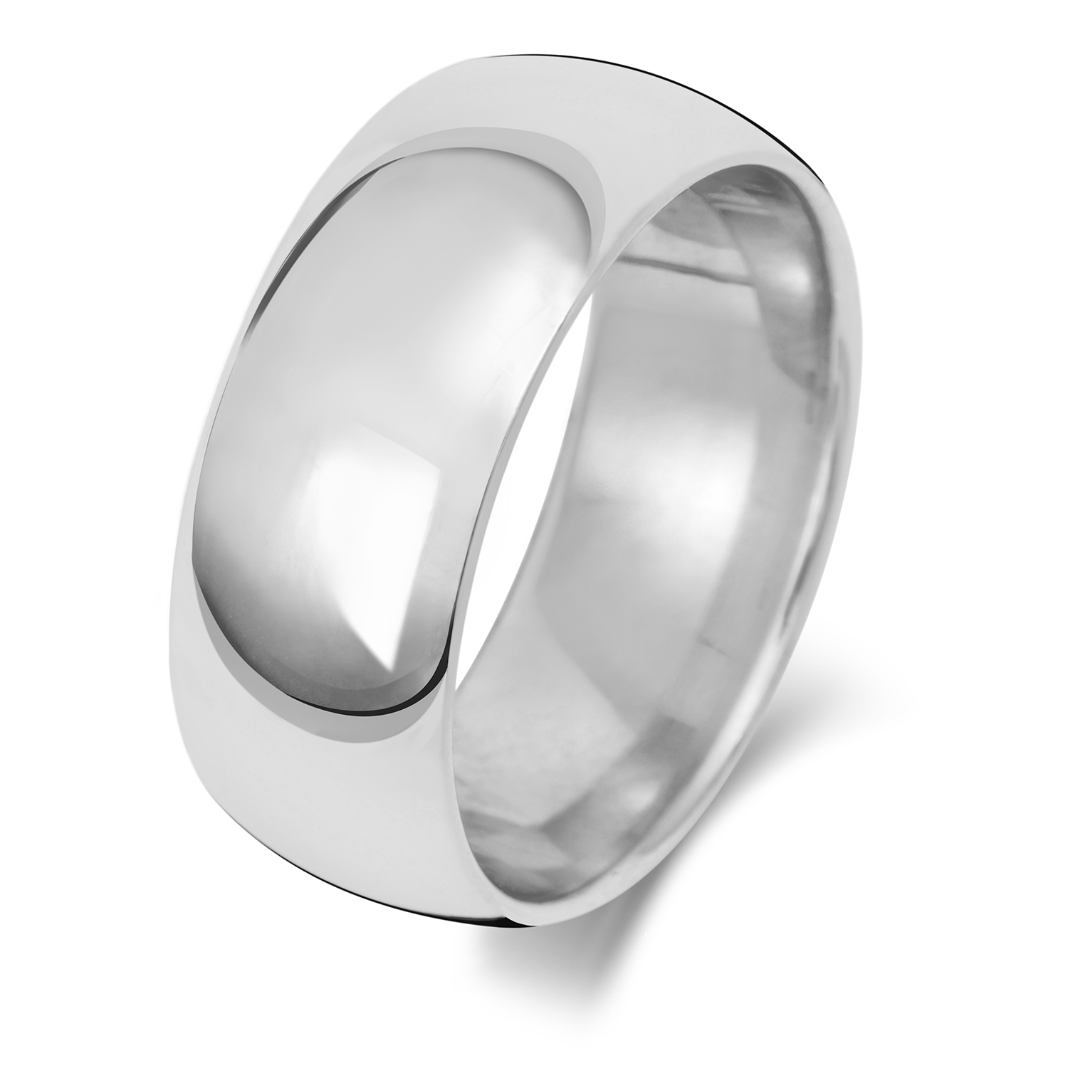 18ct White Gold Wedding Ring Traditional Court Band 8mm - Image 2