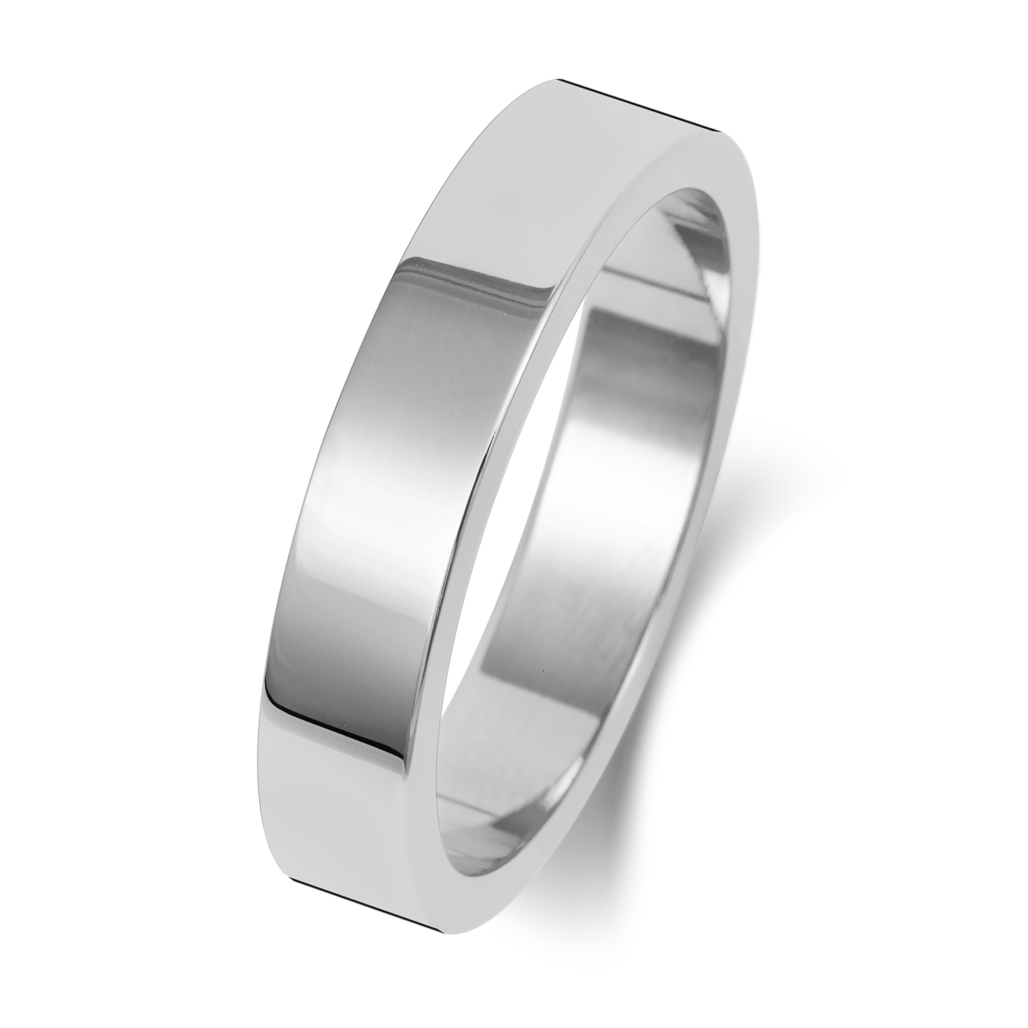18ct White Gold Wedding Ring Flat Flat Band 4mm - Image 2