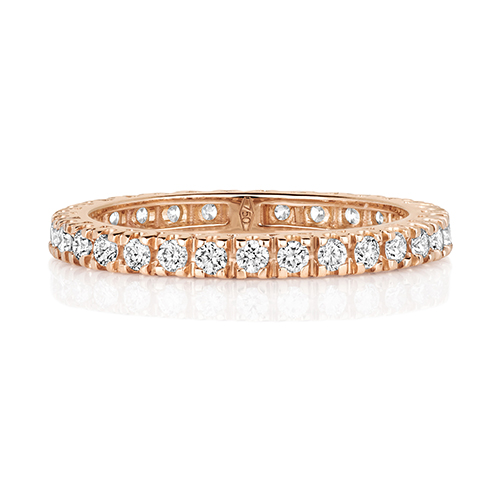 18ct Rose Gold Eternity Ring with Claw Set Diamonds