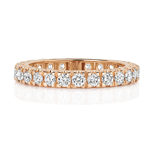 18ct Rose Gold Eternity Rings with Claw Set Diamonds