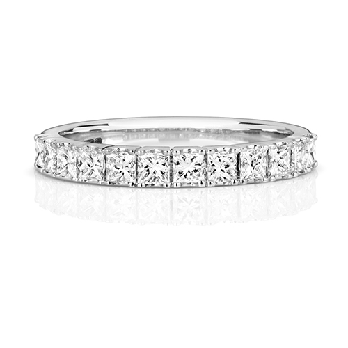 18ct White Gold Half Eternity Rings with Claw Set Diamonds