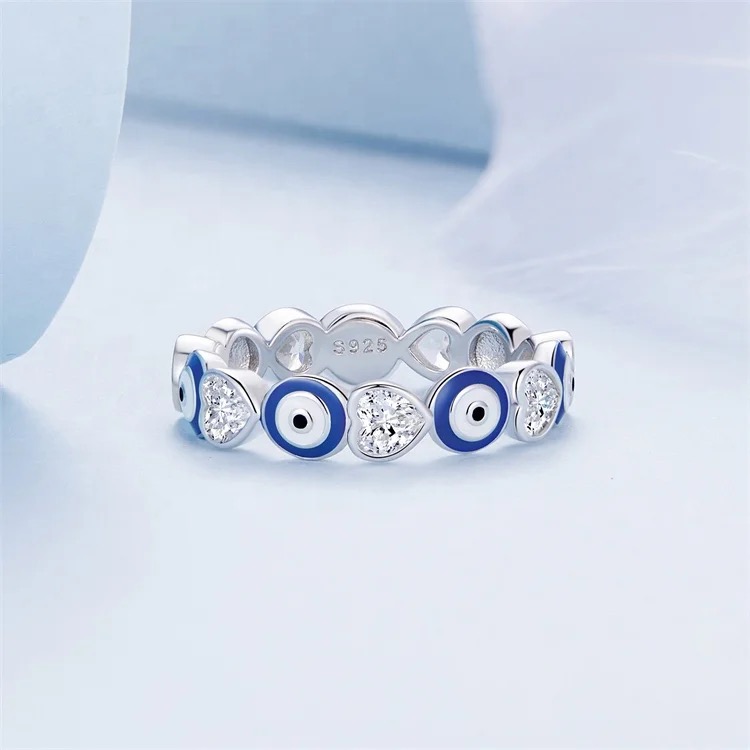 Evil Eye Heart CZ ring