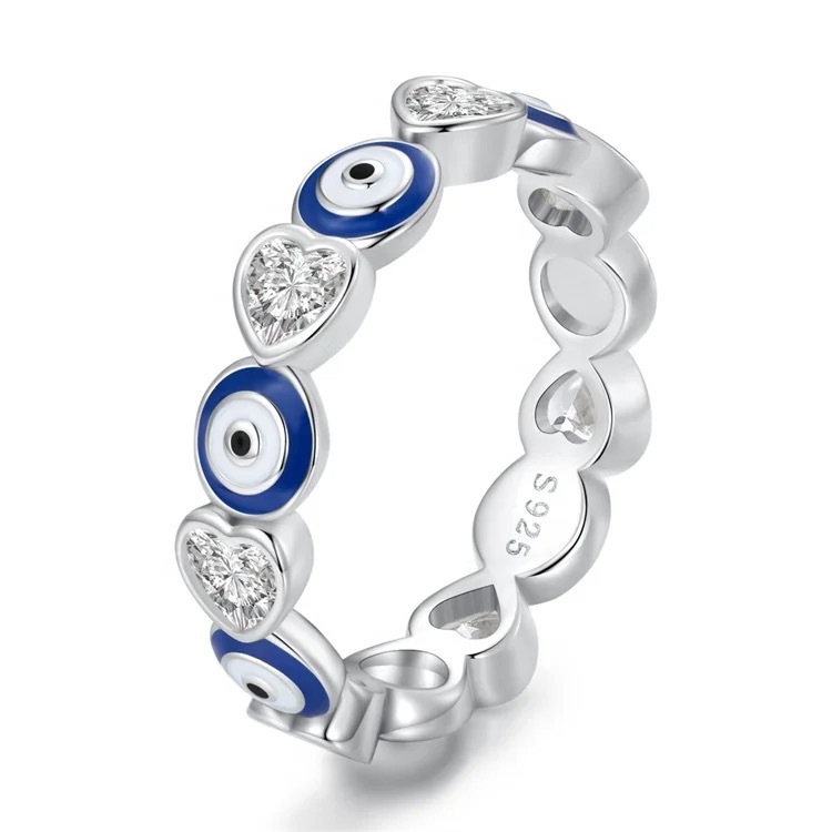 Karma 925 Sterling Silver Evil Eye Heart CZ Ring - Image 3