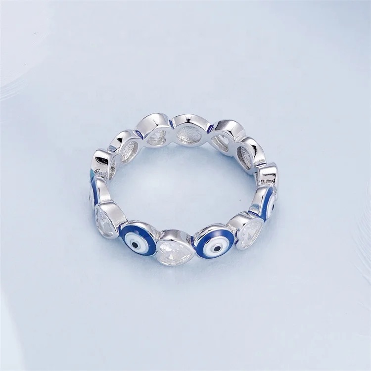 Karma 925 Sterling Silver Evil Eye Heart CZ Ring - Image 4