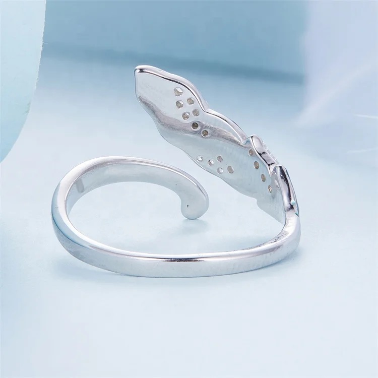 Karma Limited Edition 925 Silver Rhodium Plated Feather Ring - Image 4