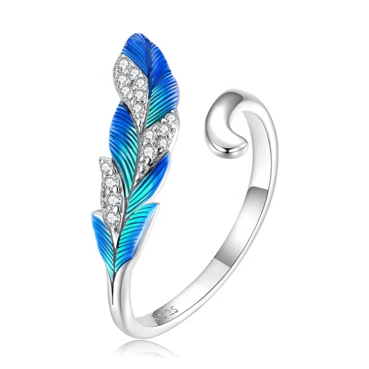 Karma Limited Edition 925 Silver Rhodium Plated Feather Ring - Image 3