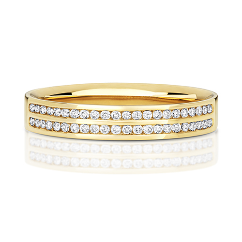 18ct Yellow Gold Wedding Ring with Channel Set Diamonds