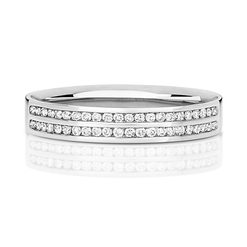 18ct White Gold Wedding Ring with Channel Set Diamonds