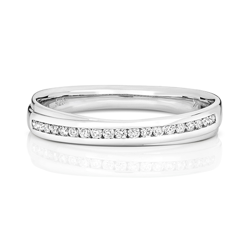 18ct White Gold Wedding Ring with Channel Set Diamonds