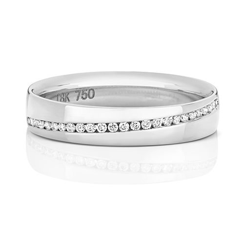 18ct White Gold Wedding Ring with Channel Set Diamonds