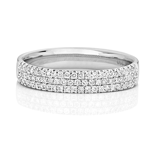 18ct White Gold Wedding Ring with Claw Set Diamonds