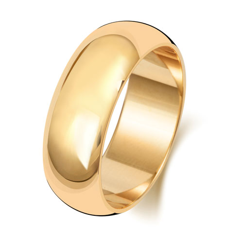 9ct Yellow Gold Wedding Ring D Shape Band 7mm - Image 2