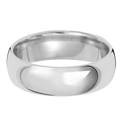 9ct White Gold Wedding Ring Traditional Court Band 6mm [5.50g-7.10g]
