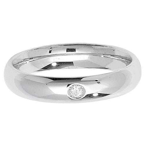 18ct White Gold Wedding Ring with Gipsy Set Diamonds