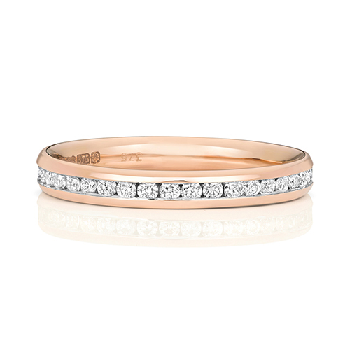 18ct Rose Gold Eternity Rings with Channel Set Diamonds