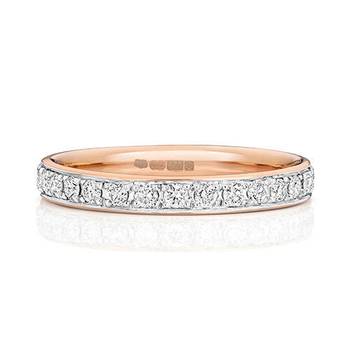 18ct Rose Gold Eternity Ring with Grain set Diamonds