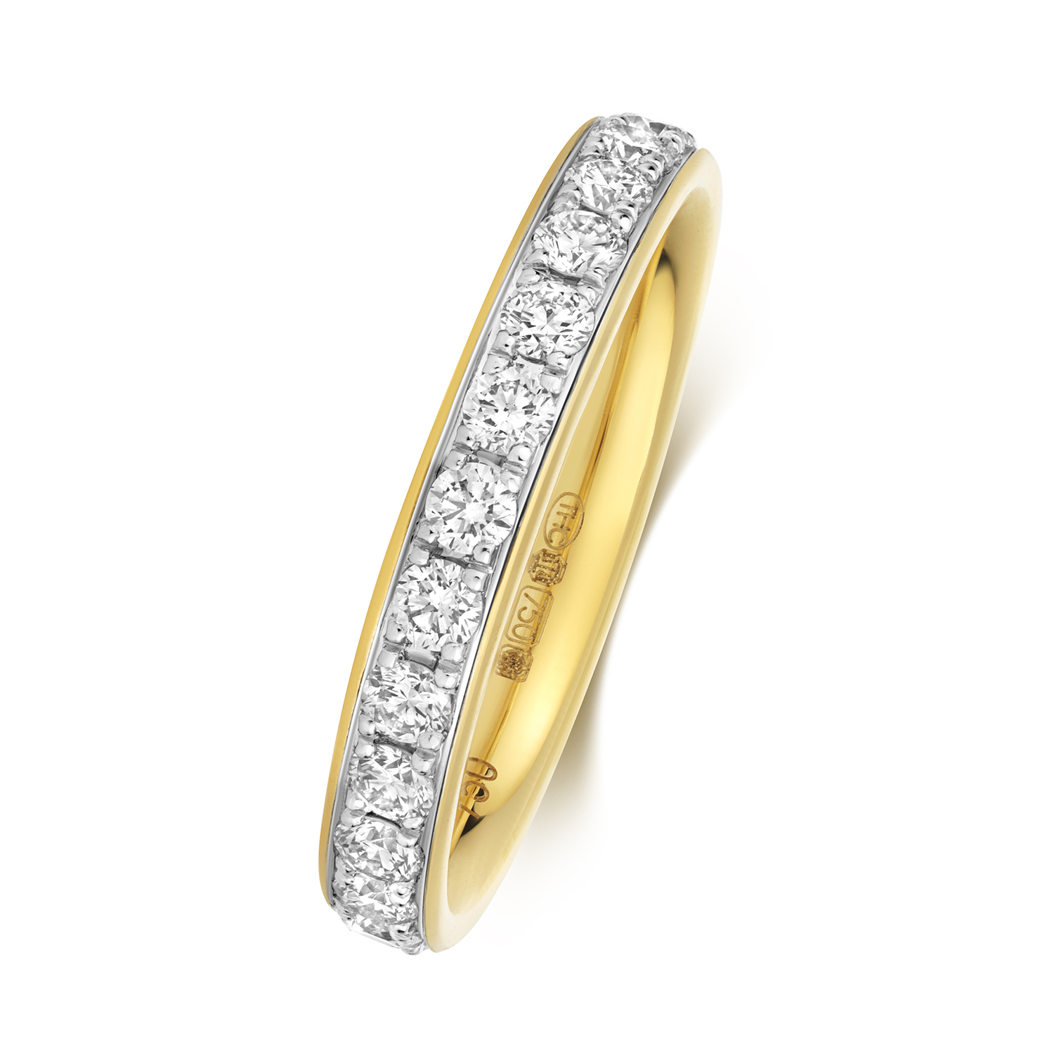 18ct Yellow Gold Eternity Ring with Channel Set Diamonds Wedding Band (2.30g - 3.30g) - Image 2