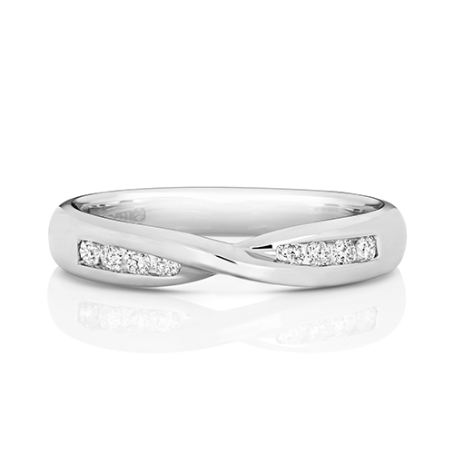 18ct White Gold Crossover Band with Channel Set Diamonds