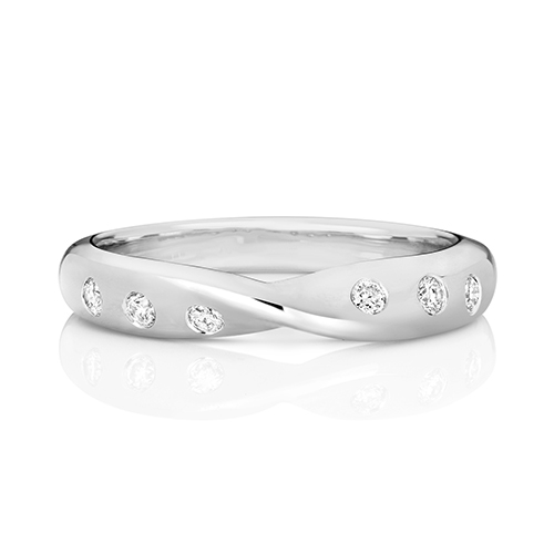 18ct White Gold Crossover Band with Gipsy Set Diamonds