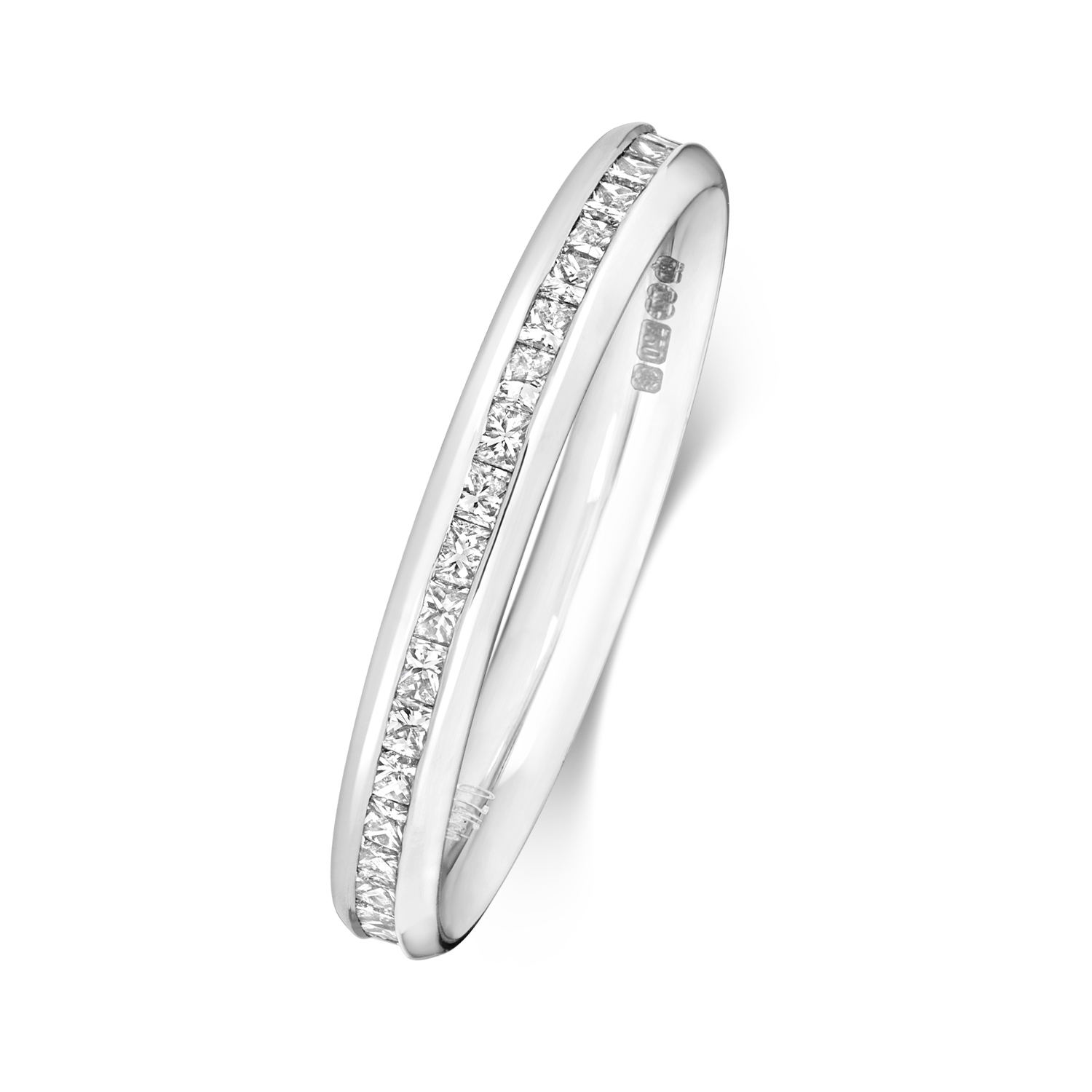 18ct White Gold PCut Eternity Ring with Channel Set Diamonds Wedding Band (1.60g- 2.10g) - Image 2