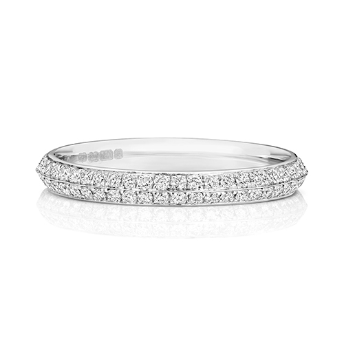 18ct White Gold Full Eternity Ring with Pave Set Diamonds Wedding Band