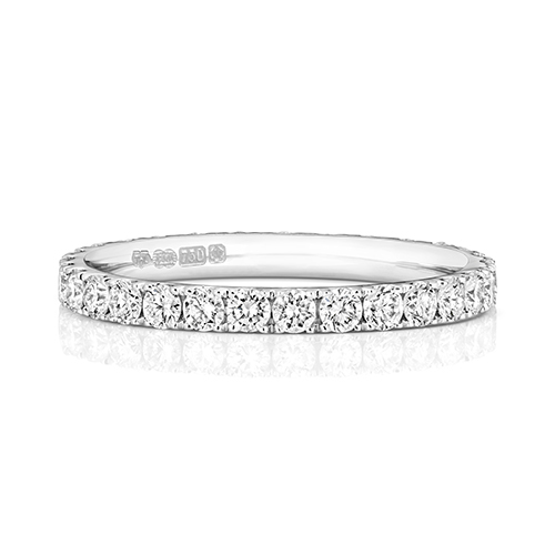 18ct White Gold Full Eternity Ring with Cut Down Set Diamonds