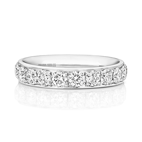 18ct White Gold Eternity Rings with Grain Set Diamonds