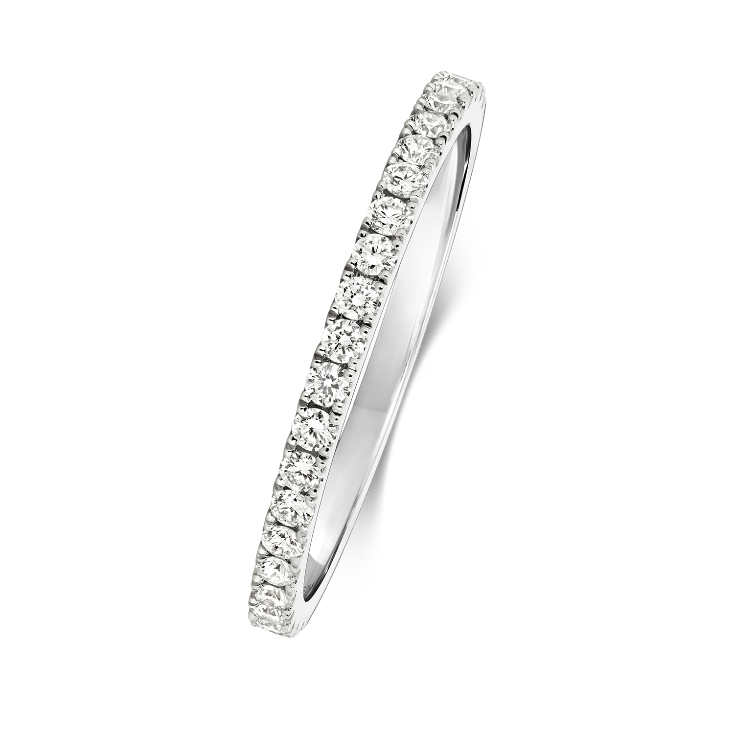 18ct White Gold Half Eternity Ring with Cut Down Set Diamonds Wedding Band (1.70g - 1.90g) - Image 2