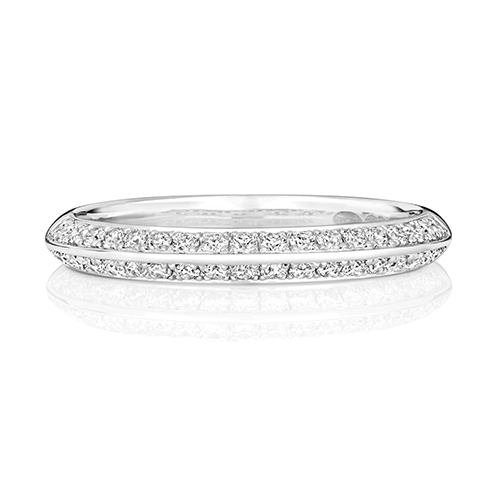 18ct White Gold Half Eternity Ring with Pave Set Diamonds