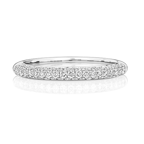 18ct White Gold Half Eternity Ring with Pave Set Diamonds