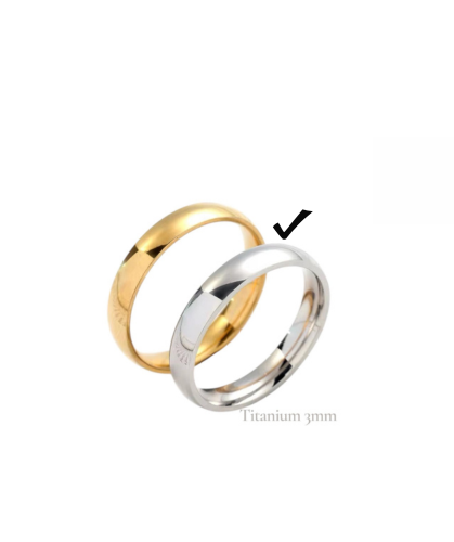 Titanium Grade 23 Silver Promise Wedding Ring 3mm
