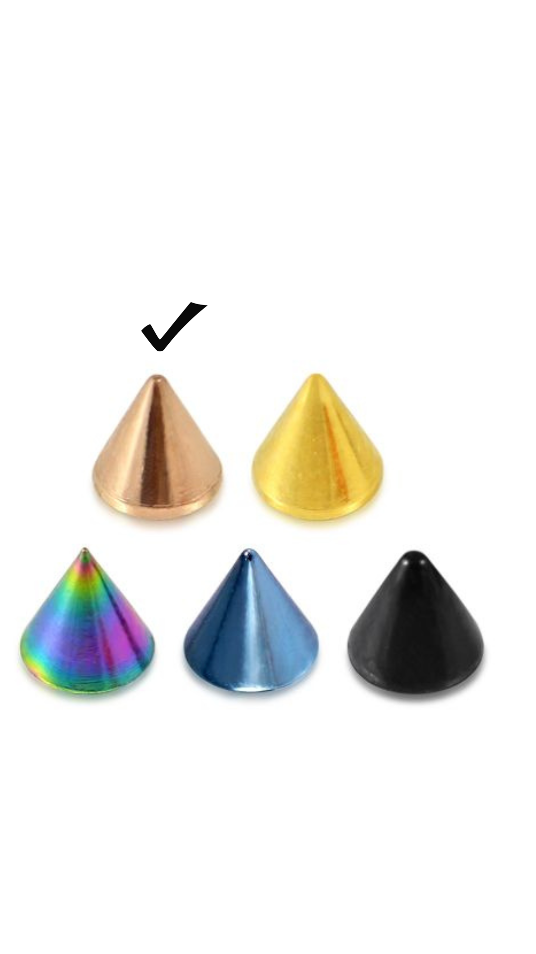 316L Surgical Steel Anodized 16G Cone Accessories (Pack of 3)- Rose Gold