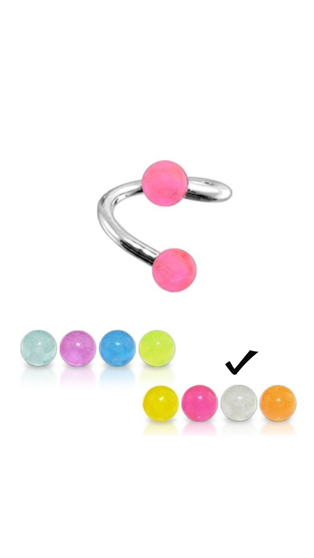Twisted Spiral Barbells with Balls Clear Karma Jewellery and Body